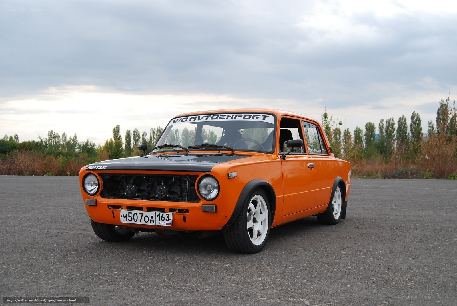 Orange modified Lada car