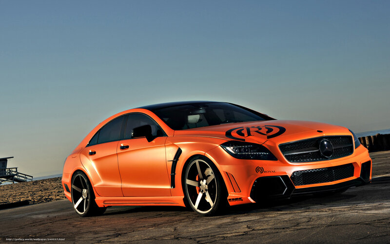 orange modified Mercedes-Benz sedan