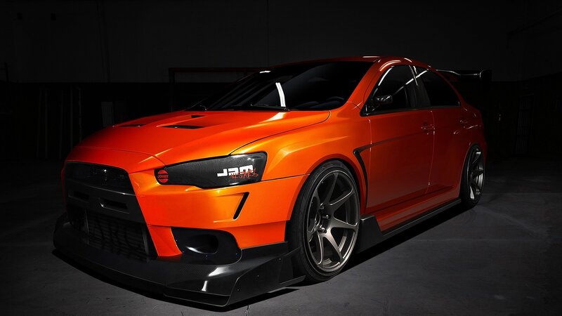 Orange Modified Sedan — Dramatic, Night, Photograph