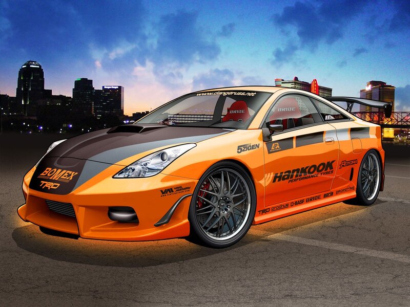 Orange Modified Sports Car — Dramatic
