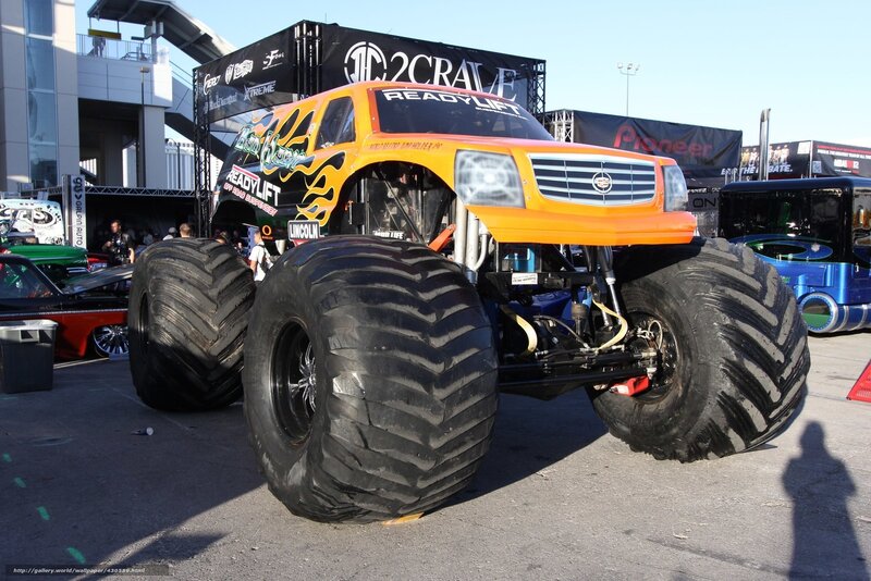 Orange monster truck at event