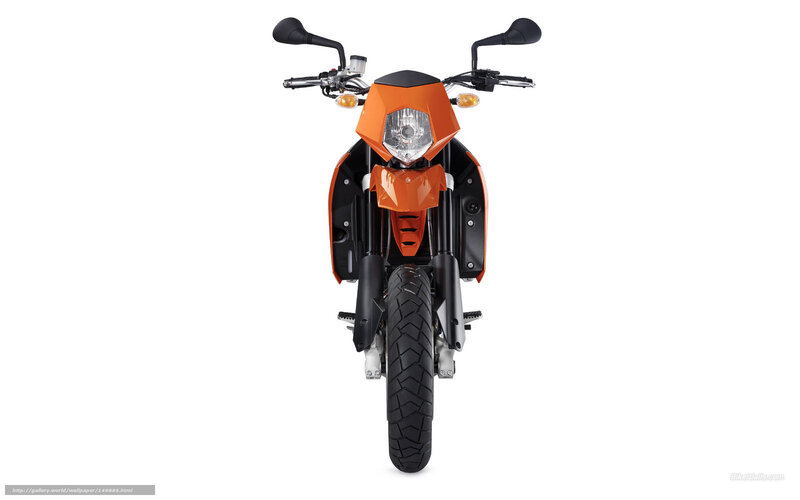 Orange Motorcycle Front View — Neutral, Photograph