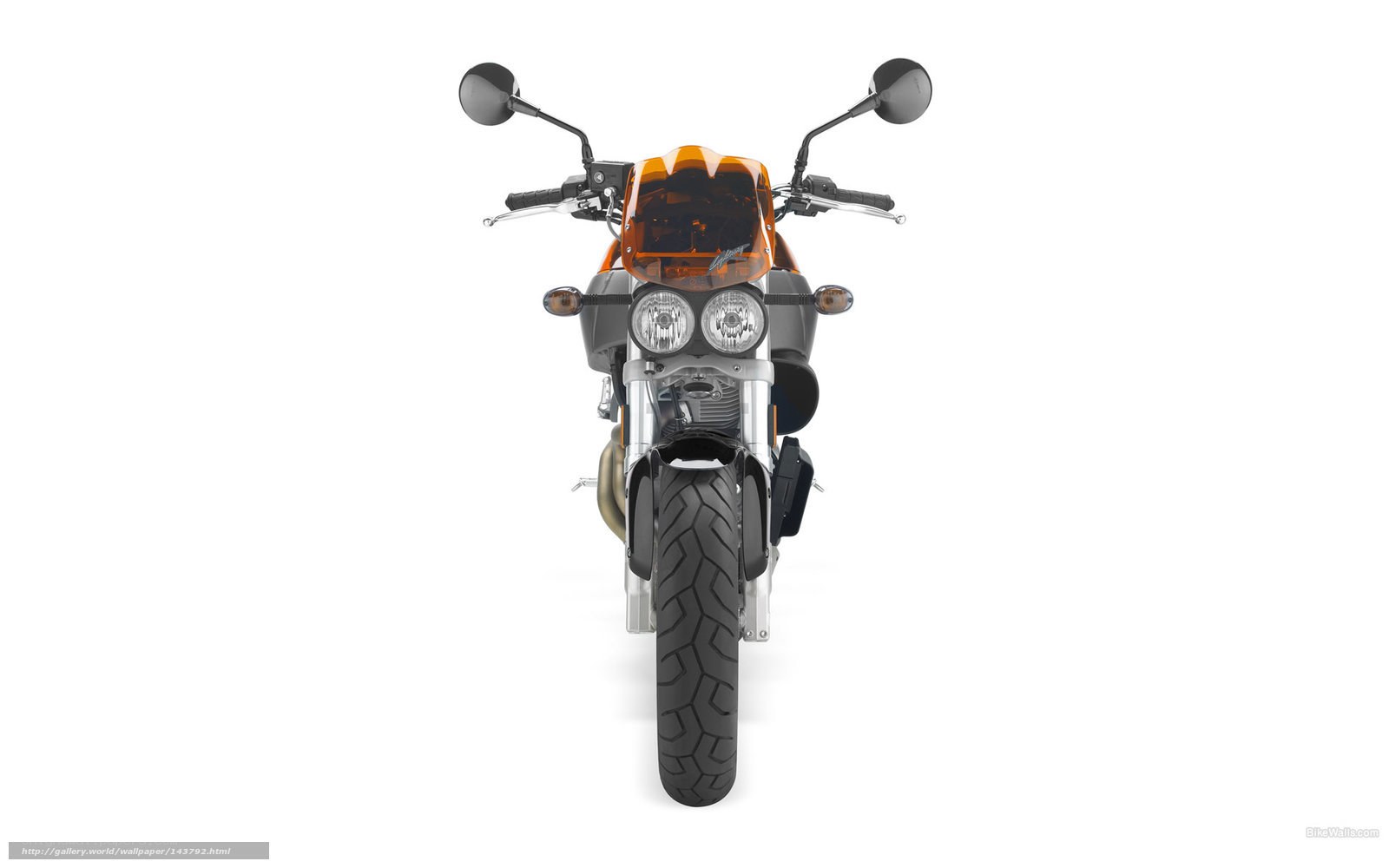 orange motorcycle front view