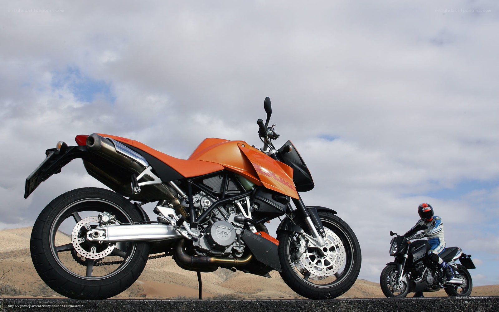 Orange motorcycle on road