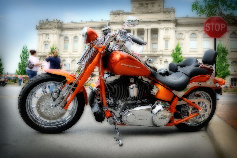 Orange Motorcycle on Street