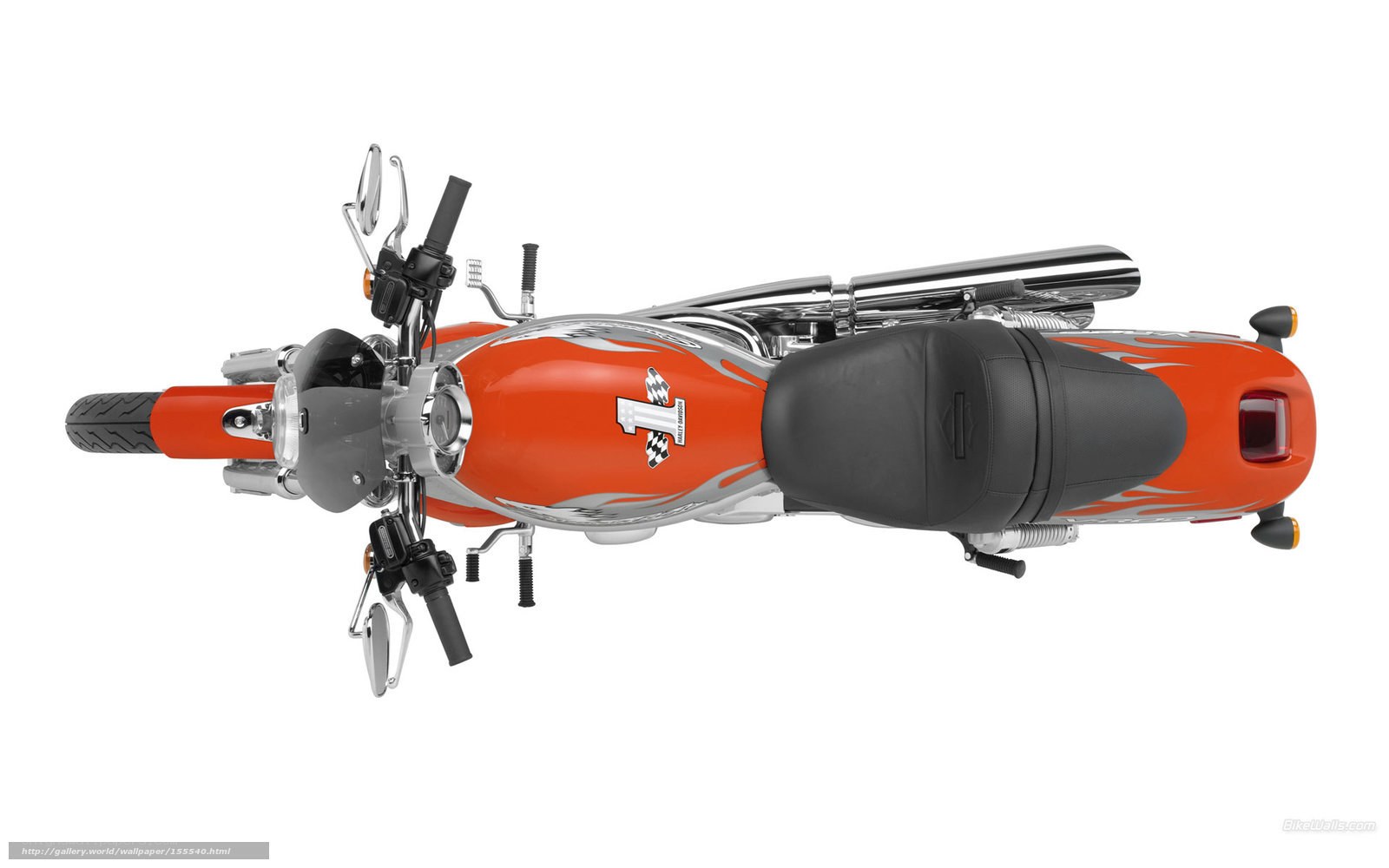orange motorcycle with flame design