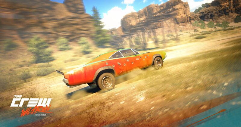Orange Muscle Car — Action-packed, Afternoon