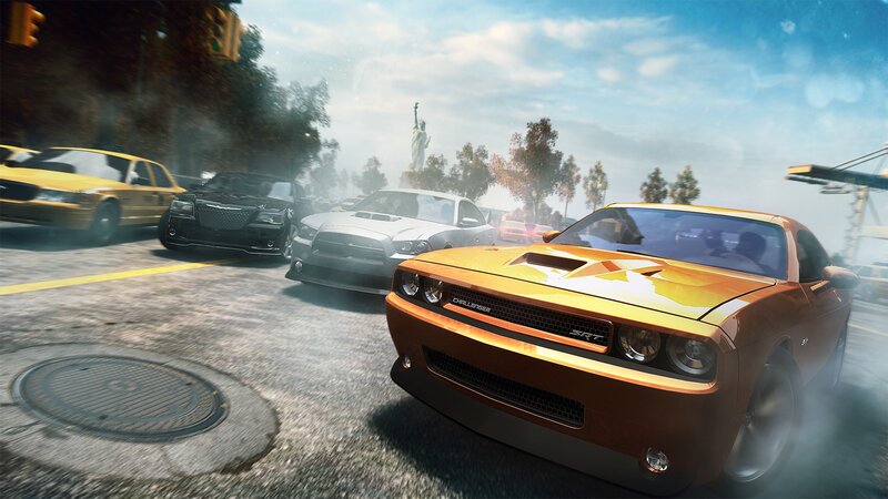 Orange Muscle Car — Action-packed