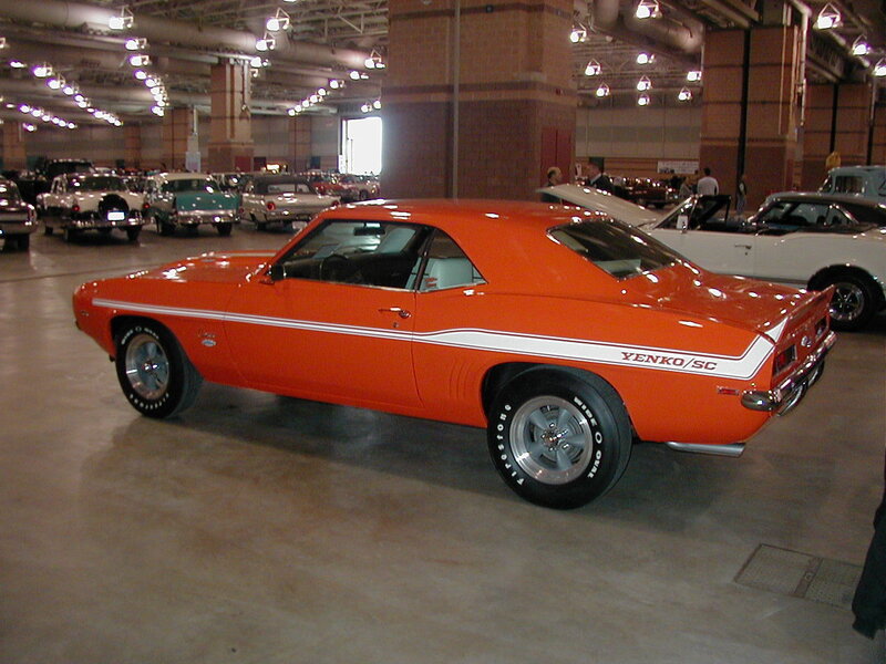Orange muscle car at show