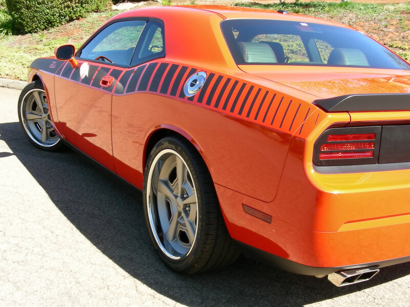 Orange Muscle Car — Bright, Afternoon, Photograph, Wheels