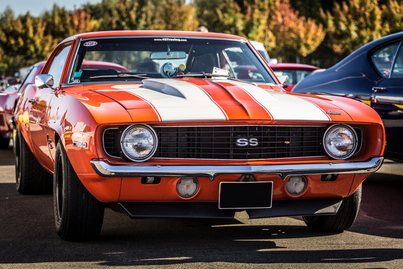 Orange Muscle Car — Bright, Sunny