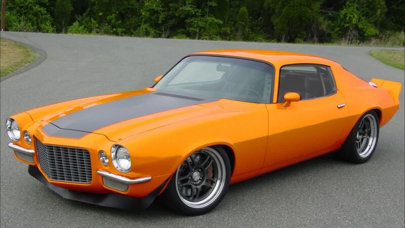 Orange Muscle Car — Calm, Afternoon, Photograph, Road