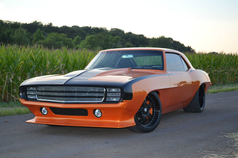 Orange Muscle Car — Calm, Sunset