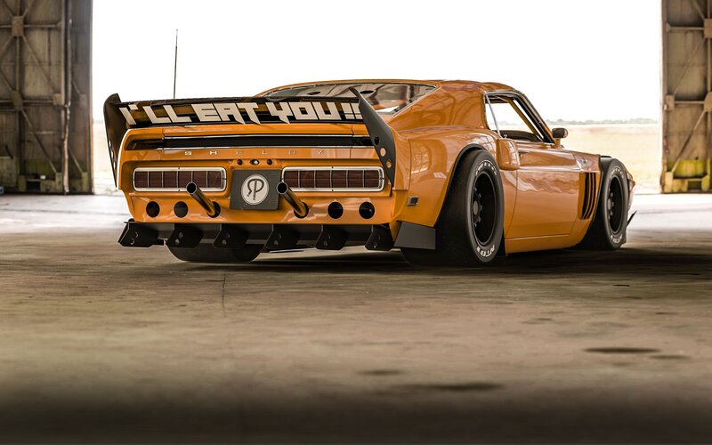 Orange Muscle Car — Dramatic, 3d Render, Garage, Tires