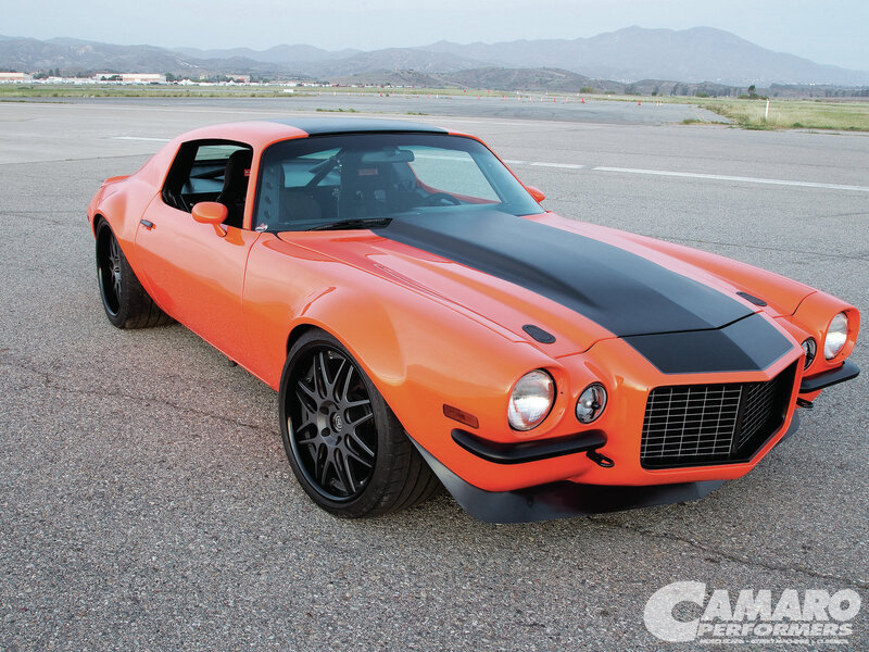 Orange Muscle Car — Dramatic, Afternoon, Photograph, Black Wheels