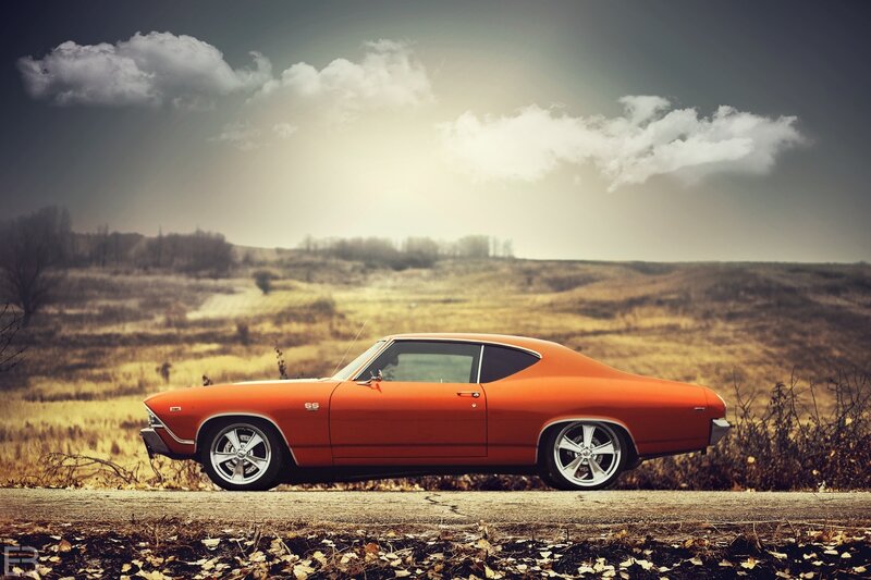 Orange Muscle Car — Dramatic, Autumn, Photograph