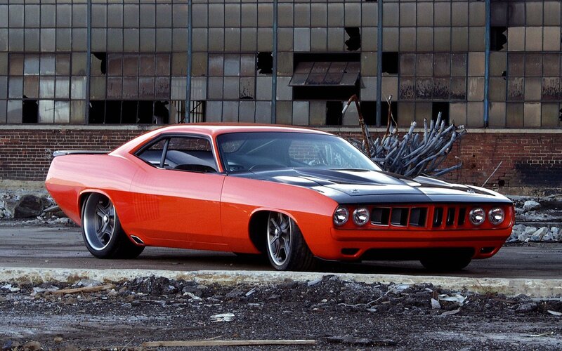 Orange Muscle Car — Dramatic, Photograph, Abandoned Building