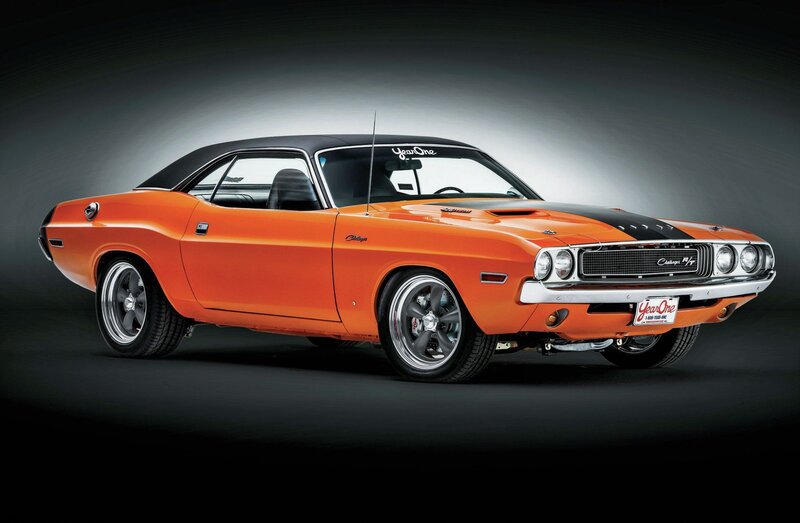 Orange Muscle Car — Dramatic, Photograph, Black Roof
