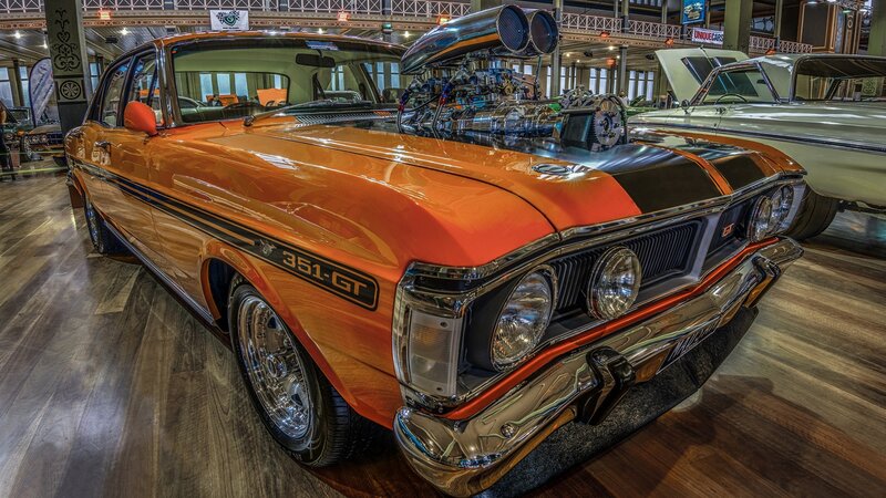 Orange Muscle Car — Dramatic, Photograph, Car Show