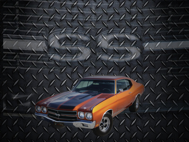 Orange Muscle Car — Dramatic, Photograph, Diamond Plate