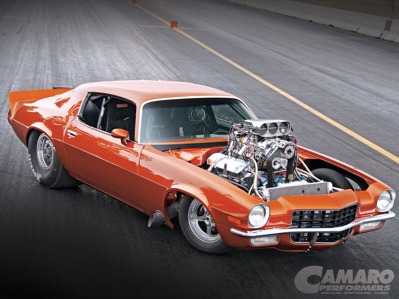 Orange Muscle Car — Dramatic, Photograph, Engine