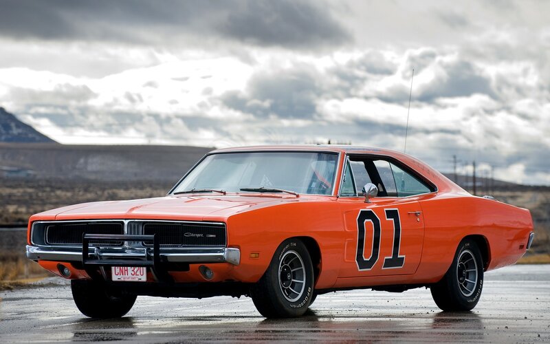 Orange Muscle Car — Dramatic, Photograph, Road