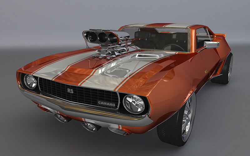 Orange Muscle Car — Dynamic, 3d Render