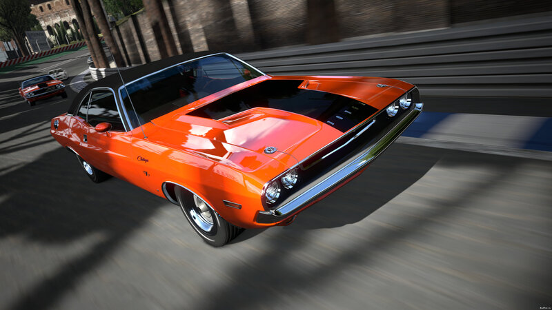 Orange Muscle Car — Dynamic, Afternoon, 3d Render, Race Track