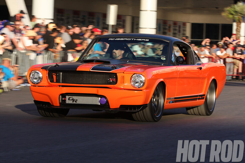 Orange Muscle Car — Dynamic, Afternoon, Photograph, Crowd