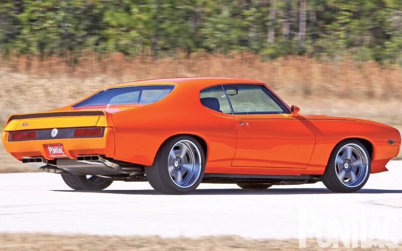 Orange Muscle Car — Dynamic, Afternoon, Photograph, Road, Trees