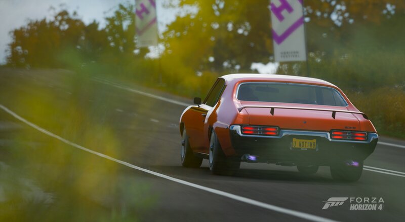 Orange Muscle Car — Dynamic, Autumn, 3d Render