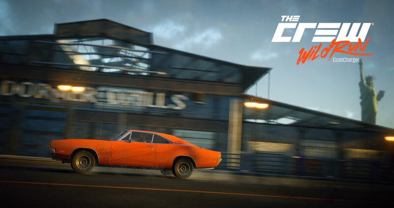 Orange Muscle Car — Dynamic, Sunset, 3d Render