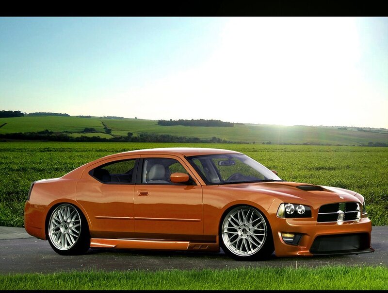 orange muscle car in field