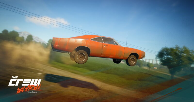 Orange Muscle Car in Mid-air — Dynamic