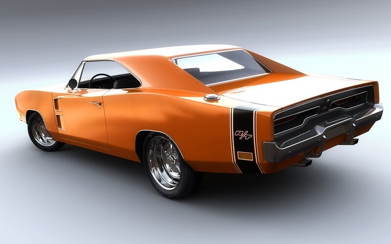 Orange Muscle Car — Neutral, 3d Render, Wheel