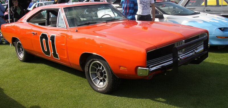 Orange Muscle Car — Outdoor, Afternoon, Photograph, People, Car Show