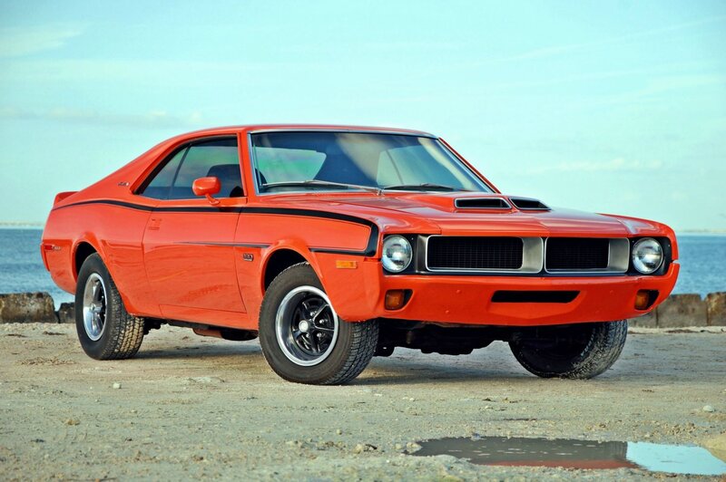 Orange Muscle Car — Red, Calm, Afternoon, Photograph, Beach