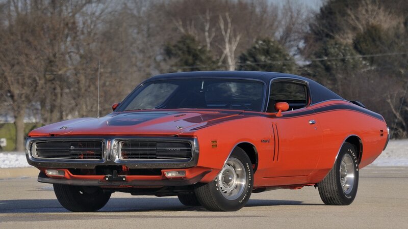 Orange Muscle Car — Red, Calm, Winter, Photograph