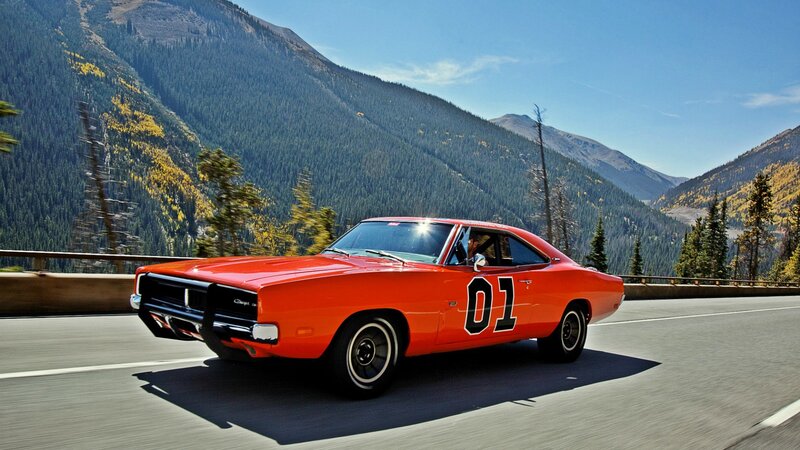 Orange Muscle Car — Red, Dramatic, Autumn