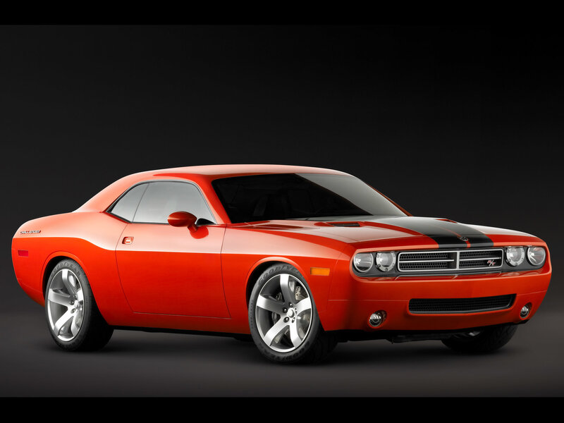Orange Muscle Car — Red, Dramatic, Photograph, Black Stripes