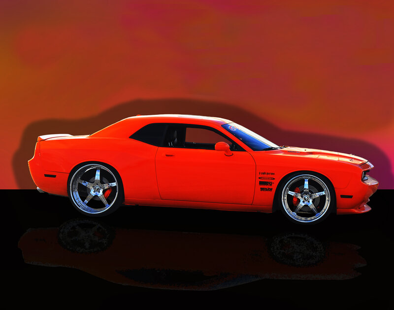 Orange Muscle Car — Red, Dramatic, Photograph