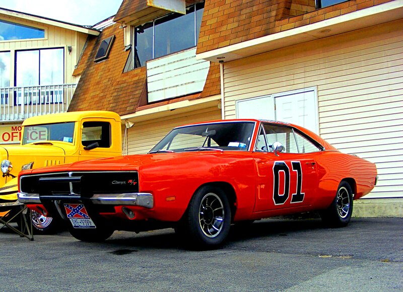 Orange Muscle Car — Red, Vintage
