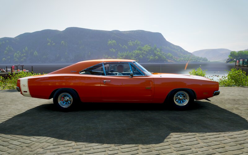Orange Muscle Car — Serene, Afternoon, 3d Render