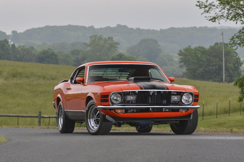 Orange Muscle Car — Serene, Afternoon, Photograph, Road, Field