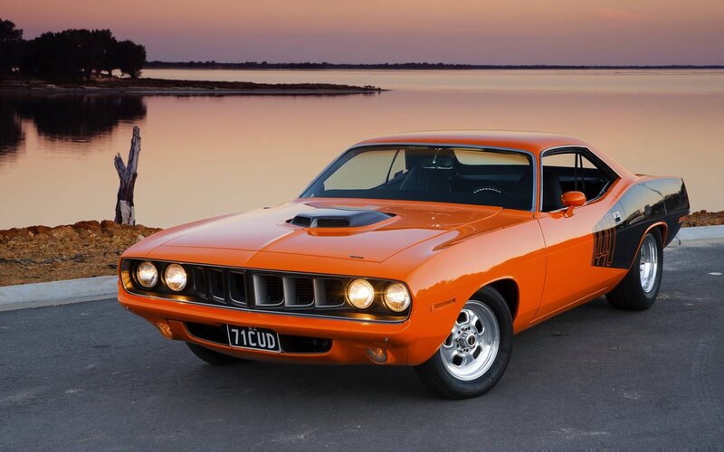 Orange Muscle Car — Serene, Sunset