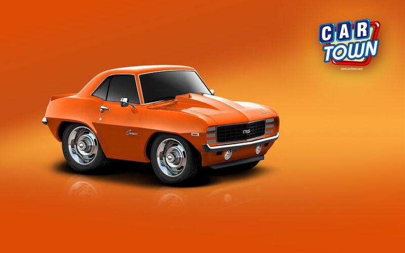 Orange Muscle Car — Vibrant, Digital Art