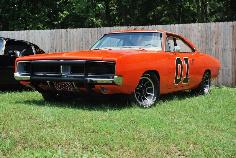 Orange muscle car with number 01