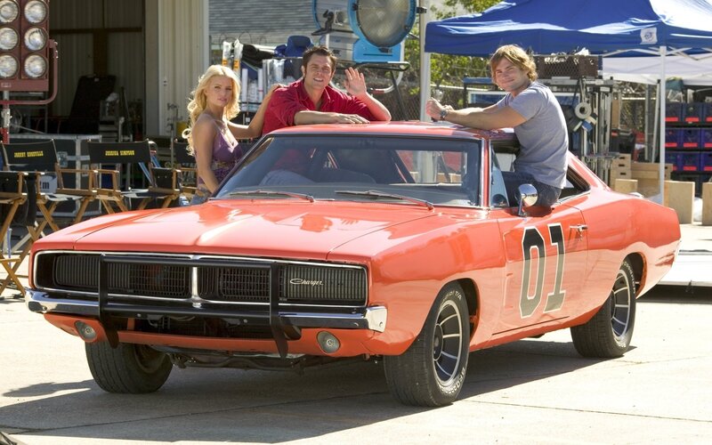 Orange Muscle Car with People