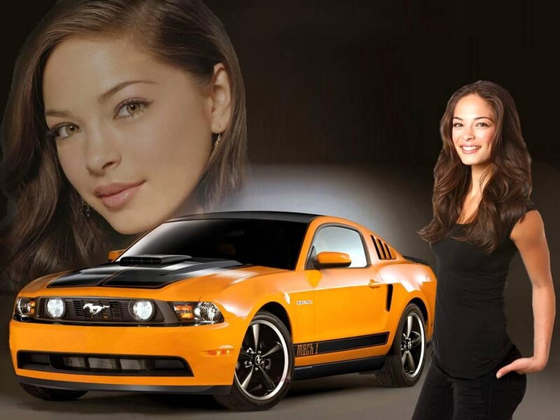 Orange Mustang Car — Dramatic, Photograph, Woman