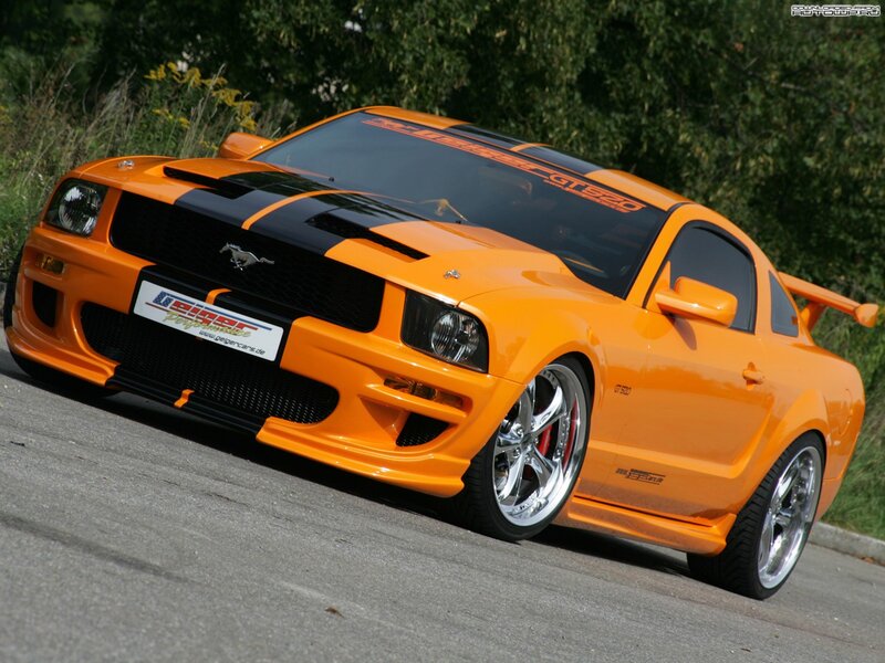 Orange Mustang Car — Dynamic, Afternoon, Photograph